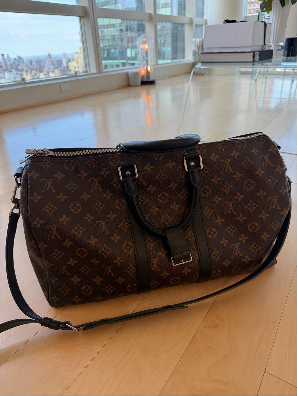 Louis Vuitton Monogram macassar canvas Keepall Duffel in Brown with Black 45 - Picture 2 of 9